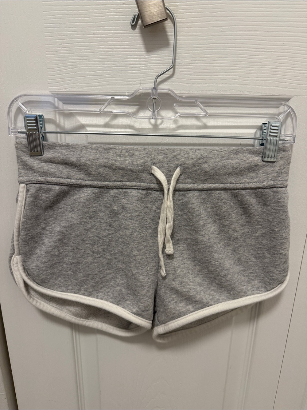 Divided Gray Athletic Drawstring Shorts with White Trim